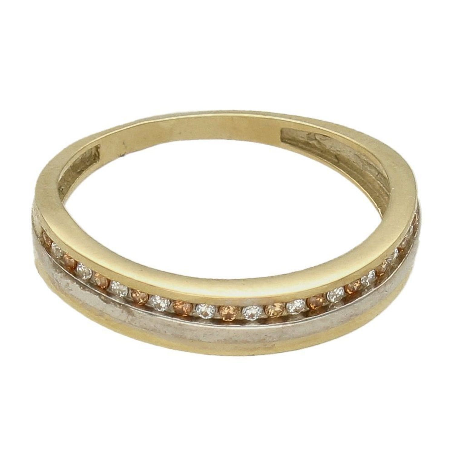 Złoty pierścionek 333 z pasmem biało-pomarańczowych cyrkonii PI 2802C 333. Złoty pierścionek zaręczynowy. Złoty pierścionek z cyrkoniami. Pomarańczowa cyrkonia. Żółte złoto. Pierścionek idealny dla każdej kobiety. Piękny pierś (1).jpg